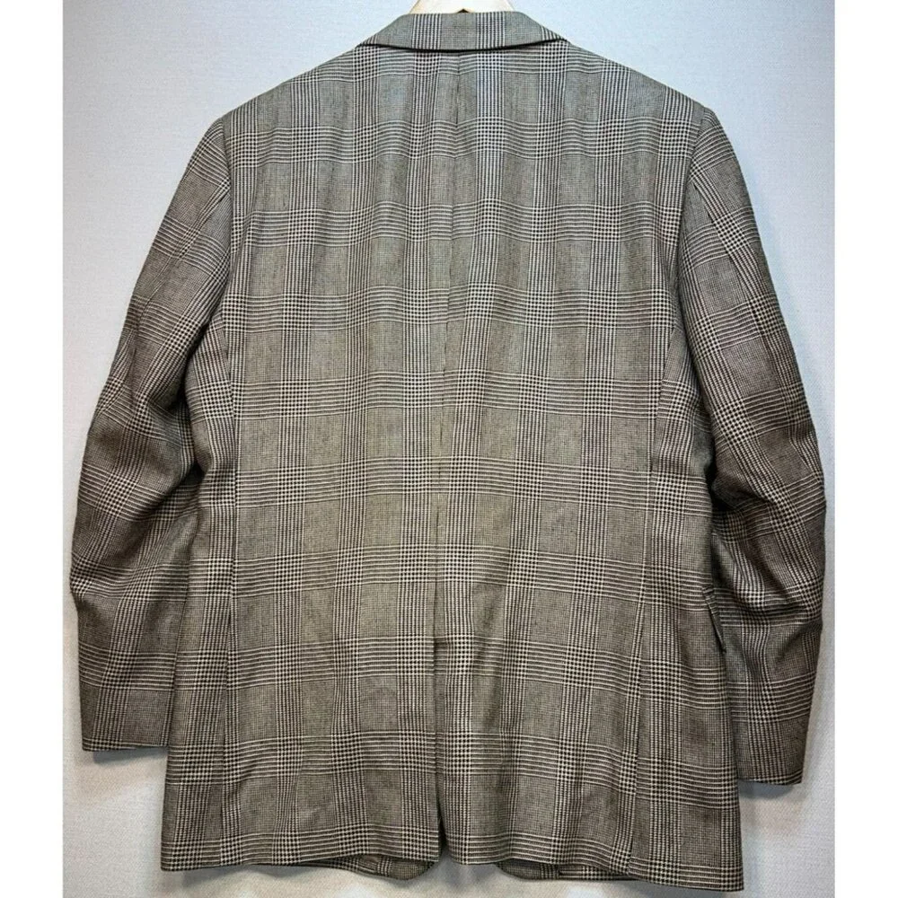 Jos. A. Bank Men's Silk 2 Button Sport Coat Long Sleeve Sz R41 Brown Plaid